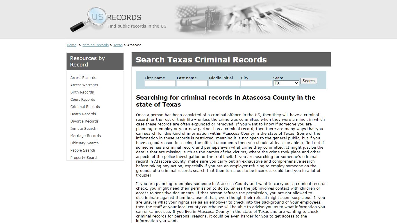 Search Criminal Records Atascosa Texas | US Records